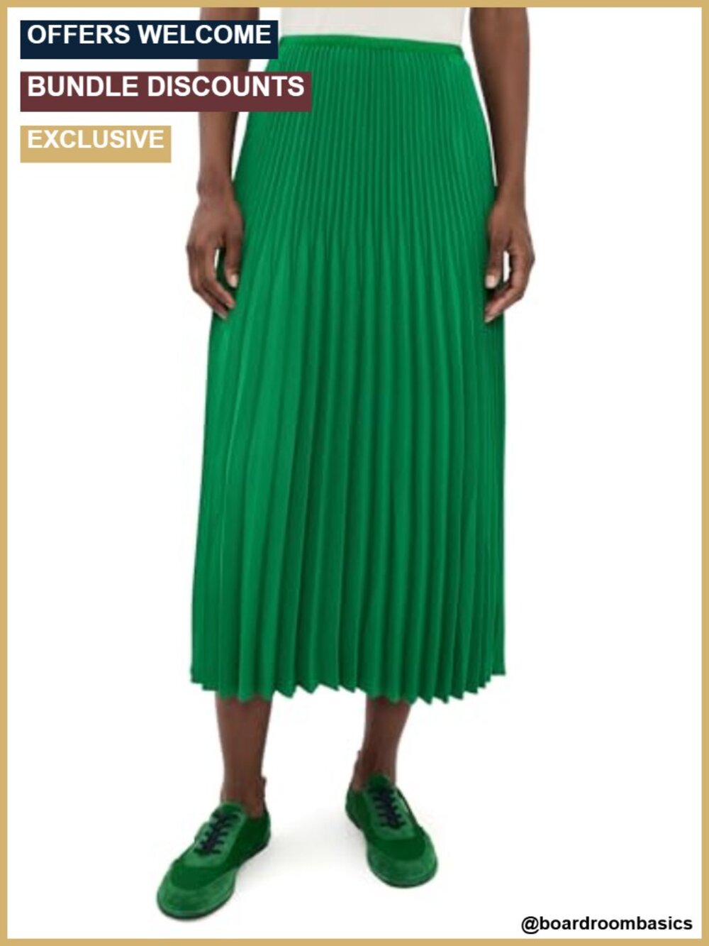 Pleated Wear to Work Skirt Lightweight Non-Stretch Crepe
